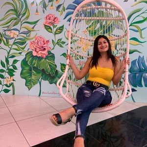 UO Yellow Knit Tube Top Bodysuit